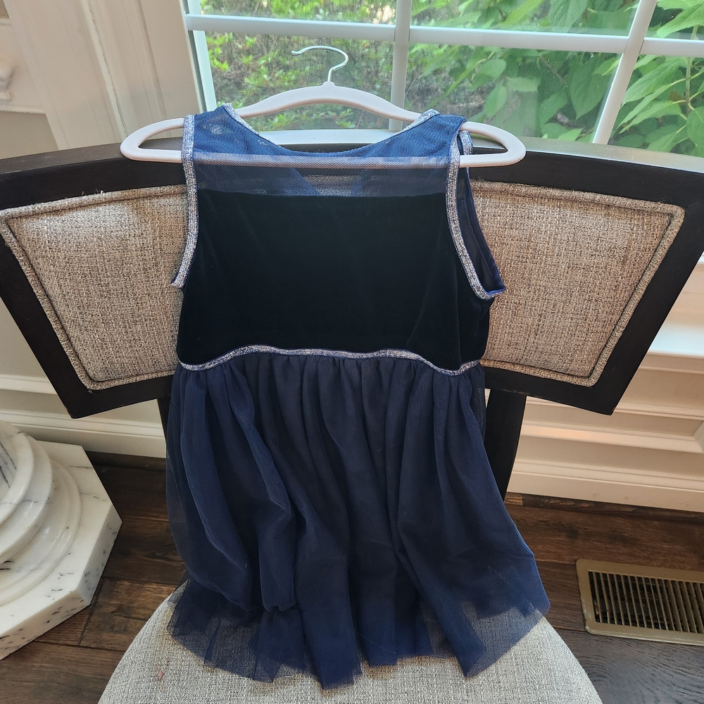 Chic Blue Velvet and Tulle Dress